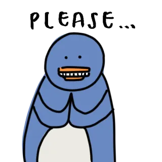 🙏 pingouin, dessin animé, animal, oiseau, drôle telegram sticker