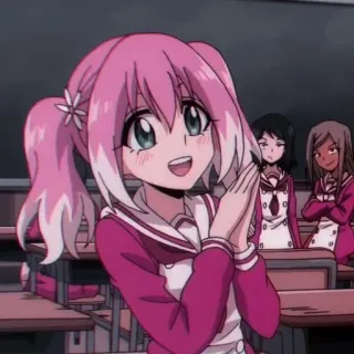 🥳 Anime, Schulmädchen, Süß, Rosa Haare telegram sticker