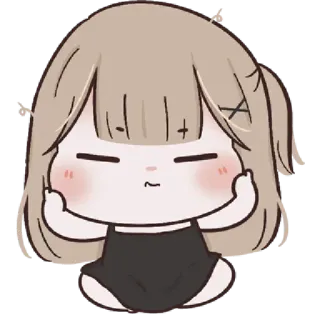 🌙 Cartoon, Meisje, Chibi, Schattig, Pose, Tekening whatsapp sticker