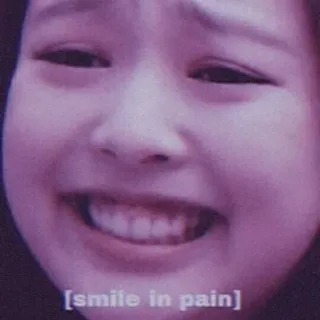 🦖 smile in pain sorriso, dor, triste, emoção, meme telegram sticker