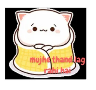 🥶 mujhe thand lag rahi hai cute, cat, winter, cold, blanket, kawaii, cartoon whatsapp sticker