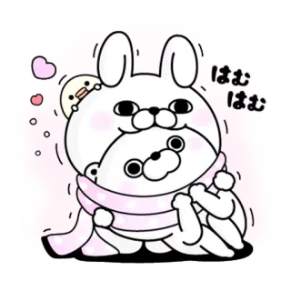 💕 はむはむ かわいい, カワイイ, うさぎ, くま, 動物, マンガ telegram sticker