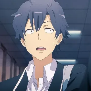 🫓 Hachiman Hikigaya My Teen Romantic Comedy SNAFU อนิเมะ, วัยรุ่น, โรงเรียน, ตลก, ฮิกิกายะ, ฮาจิมัง whatsapp sticker