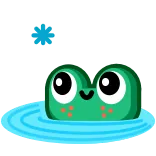 ☺️ rana, acqua, carino, cartone animato, verde whatsapp sticker