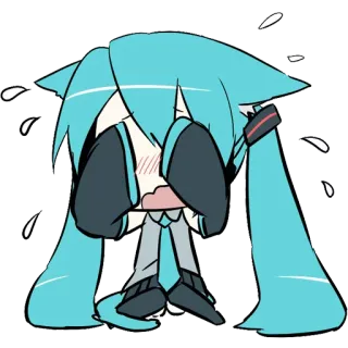 🙈 Hatsune Miku Anime, Vocaloid, Süß, Kawaii, Chibi, Schweiß telegram sticker