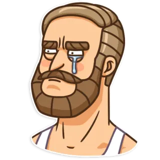 😢 menangis, sedih, kesal, pria, jenggot, air mata, emosi, kartun telegram sticker