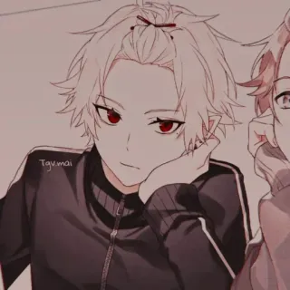 🤍 Tgumaai anime, matching profile picture, matching pfp, red eyes, cartoon whatsapp sticker