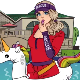 😗 RESCUE
RESCUE socorrista, rescate, piscina, flotador unicornio, traje de baño, verano, mujer telegram sticker
