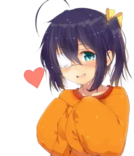 ♥ Anime, Chica, Parche en el ojo, Lindo, Corazón telegram sticker