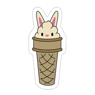 🍦 ice cream, cone, dessert, bunny, cute whatsapp sticker