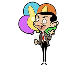 🥳 Mr. Bean dessin animé, comédie, britannique, ballons, animation telegram sticker