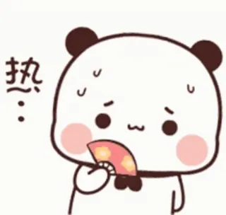 😌 热 panda, hot, sweating, fan, emoji, cartoon whatsapp sticker