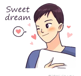 💤 Sweet dream doce sonho, fofo, desenho animado, corações, menino, piscadela telegram sticker