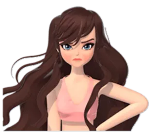 😠 dessin animé, femme, en colère, agacée, brune whatsapp sticker