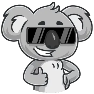 😎 โคอาลา, สัตว์, แว่นกันแดด, ยกนิ้วโป้ง, สติกเกอร์, การ์ตูน telegram sticker
