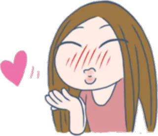😘 Desenho animado, Beijo, Amor, Coração, Garota, Beijo soprado telegram sticker