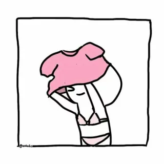 😂 cartone animato, bikini, biancheria intima, illustrazione, disegno, abbigliamento, donna whatsapp sticker