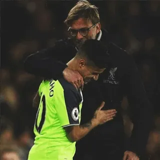 💞 fútbol, abrazo, entrenador, jugador, equipo telegram sticker