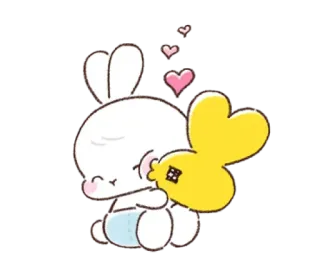 🐰 hase, comic, niedlich, tier, herzen, kawaii telegram sticker
