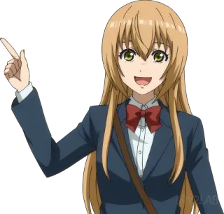 ☝ Anime, Garota, Uniforme escolar, Apontando, Alegre, Fofa telegram sticker