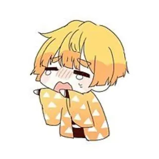©️ Zenitsu Agatsuma Demon Slayer 善逸, 鬼滅の刃, アニメ, 漫画, ちびキャラ, 可愛い whatsapp sticker