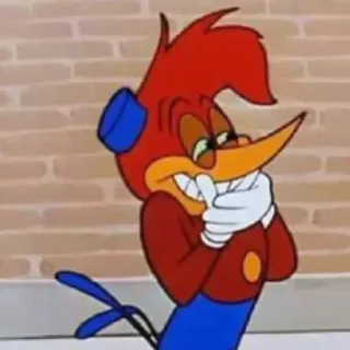 😄 Woody Woodpecker 만화, 우디 우드페커, 새, 캐릭터 telegram sticker