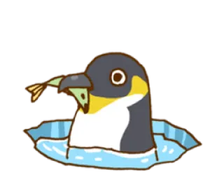 🐧 penguin, binatang, kartun, es, ikan telegram sticker