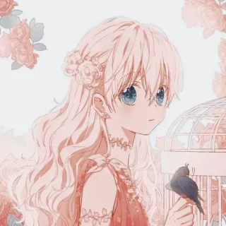 🌻 anime girl, cartoon, cute, illustration, art, flowers, bird whatsapp sticker