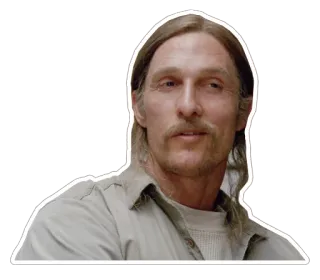 😏 Rust Cohle True Detective Мэттью МакКонахи, актер, телешоу, детектив, персонаж, мужчина telegram sticker