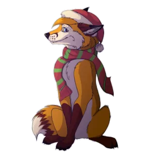 ✨ renard, animal, noël, fête, écharpe, chapeau, hiver, mignon telegram sticker