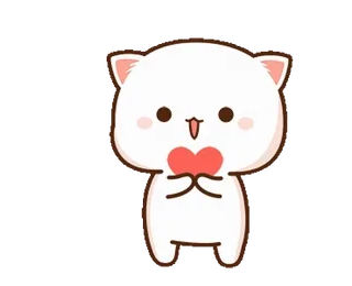❤ gatto, cuore, carino, cartone animato, animale, amore, kawaii, adesivo telegram sticker