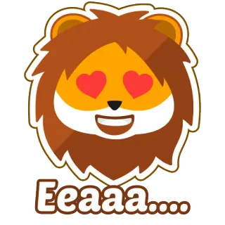 😍 Eeeaaa..... leone, amore, occhi a cuore, cartone animato, animale, carino, adesivo telegram sticker