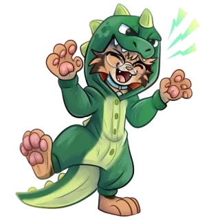 🦖 Furry, Dinossauro, Macacão, Desenho animado, Animal, Fofo, Gato telegram sticker