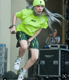 ✨ Billie Eilish Billie Billie Eilish, chanteuse, pop star, célébrité, vert, concert telegram sticker