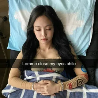 🌼 Lemme close my eyes chile женщина, закрытые глаза, отдых, сон, повседневная, портрет whatsapp sticker