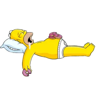 😌 Homer Simpson The Simpsons Homer Simpson, bánh donut, ngủ, hoạt hình telegram sticker