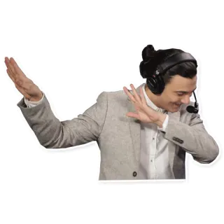 🖐 pria, dab, headphone, mikrofon, jaket, gestur, pose, meme internet telegram sticker