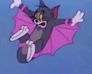 😰 Tom Cat Tom and Jerry cartone animato, gatto, pipistrello, volante, halloween, mostro, animato whatsapp sticker