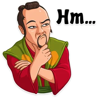 🤔 Hm... suy nghĩ, trầm ngâm, Trung Quốc, châu Á, đàn ông telegram sticker