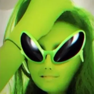 😭 Alien, Grün, Sonnenbrille, Porträt, Kostüm whatsapp sticker