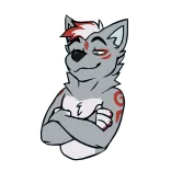 😎 furry, lobo, dibujos animados, personaje, lobo gris, antropomórfico, animal telegram sticker