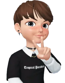 ✌️ Tropical Paradise Avatar, Menino, Sinal de paz, Casual, Camiseta preta, Paraíso tropical telegram sticker