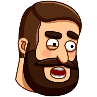 😨 Dessin animé, Homme, Visage, Tête, Expression, Barbe telegram sticker