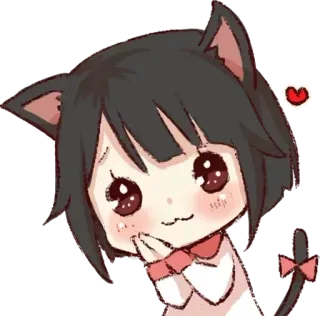 😍 cat ears, cute, anime, kawaii, heart, ribbon telegram sticker