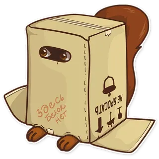 📦 ЗДЕСЬ БЕЛОК НЕТ squirrel, box, cartoon, animal, cute, humor telegram sticker