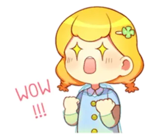 😍 WOW !!! かわいい, 感嘆符, 漫画, わー, 興奮, 女の子, サプライズ whatsapp sticker