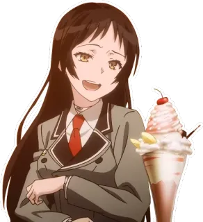 🍦 anime, girl, dessert, ice cream, parfait, smiling, cute, cheerful whatsapp sticker