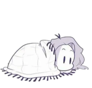 😐 cartoon, cute, blanket, sleepy, chill telegram sticker