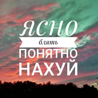 ❌ ЯСНО
БЛЯТЬ
ПОНЯТНО
НАХУЙ russe, offensant, gros mots, jurons, texte whatsapp sticker
