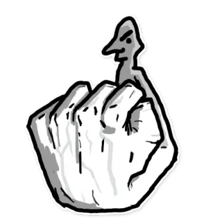 👊 жест рукой, палец, мультфильм, эскиз, искусство whatsapp sticker